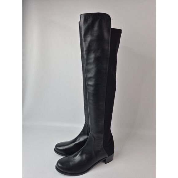 Stuart Weitzman Women's Black Reserve Leather Over-the-Knee Boots Size 10 B - Picture 2 of 7